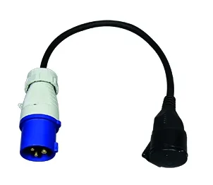 Adapter fra 16A 230V CEE-stik til 16A 230V DK-stik
